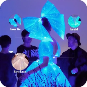 Glitter Led Light Up Bowknot Dress For Wedding Rave