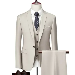 3 Pcs Suits Set Blazers Jacket Pants Vest