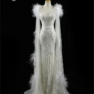 Banquet performance host new design sense of water-sleeve slim-fit wrap hip long dress